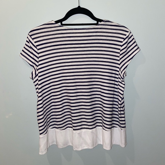 Navy and White Flowy Shirt - Picture 2 of 3